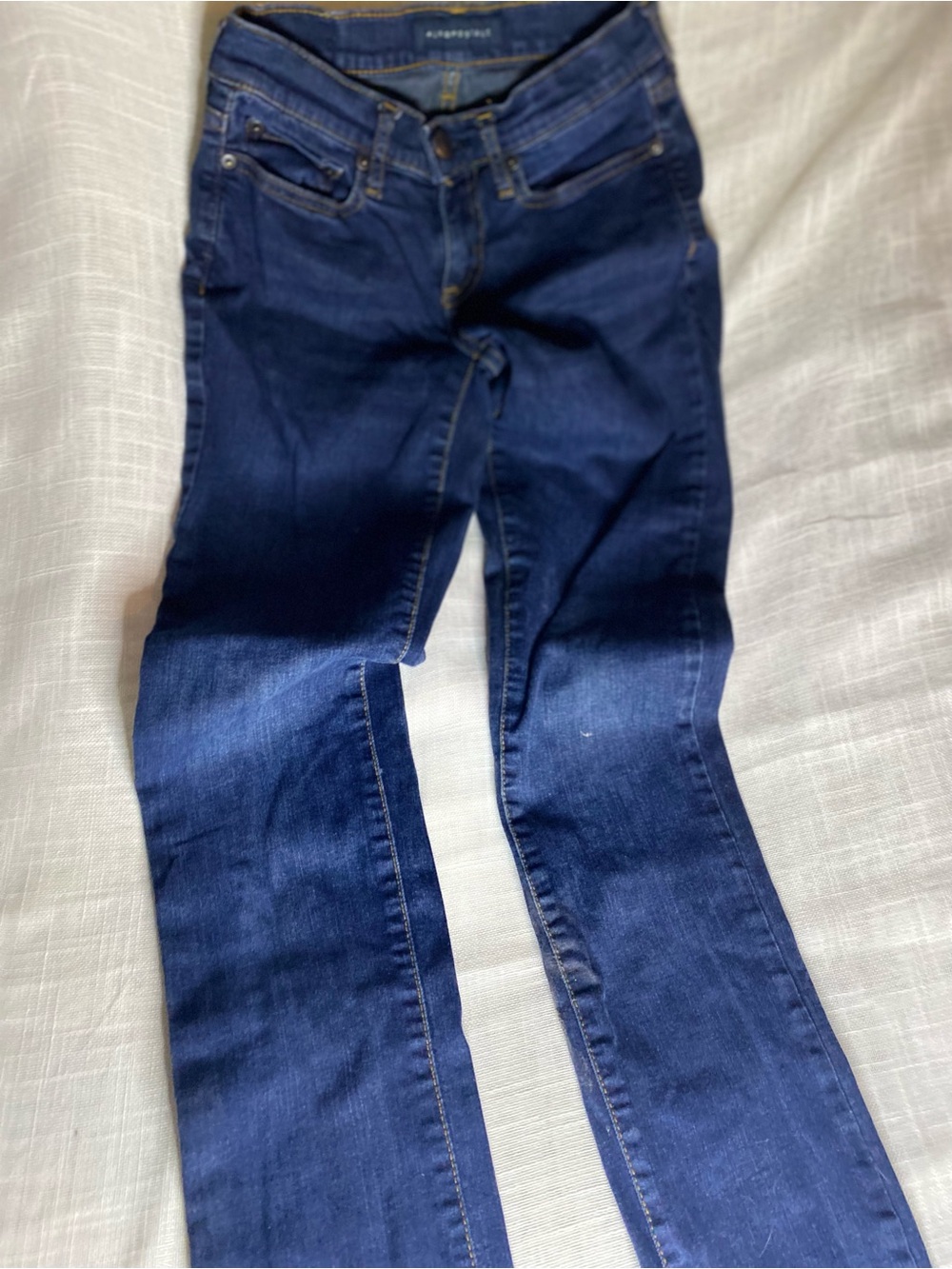 Aeropostale Navy Blue Denim Jeans with Gold Stitching